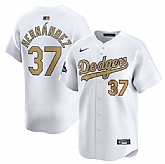 Men's Los Angeles Dodgers #37 Teoscar Hernandez White 2025 Gold Collection Limited Stitched Jersey Dzhi,baseball caps,new era cap wholesale,wholesale hats